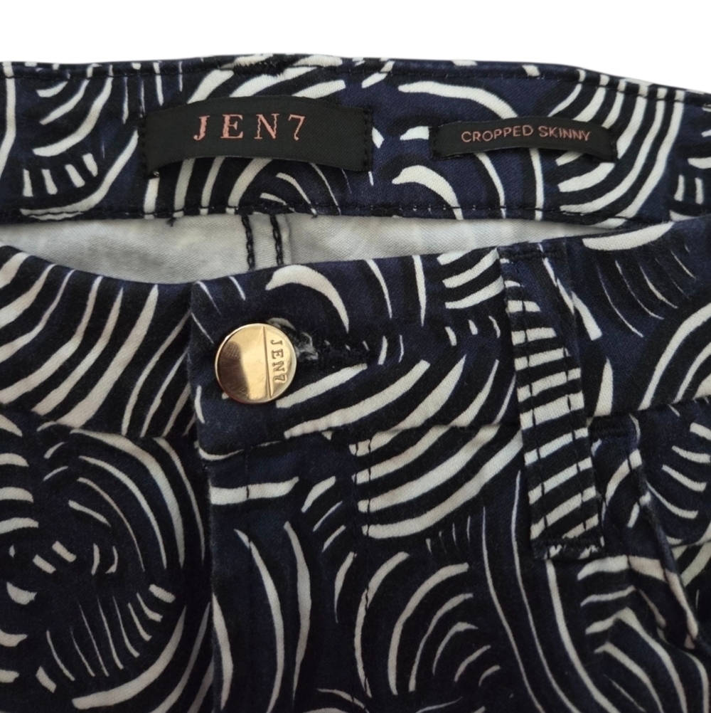 JEN7 Navy and White Cropped Skinny Pants - Picture 4 of 6